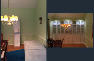 Dining room before and after renovation.