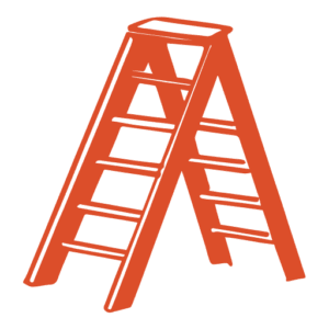 Orange step ladder on a black background.